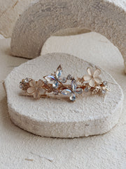 Azure Bloom Gold Hair Clip - A Little Lacey