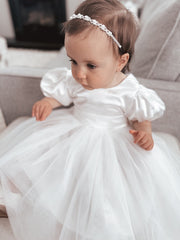 Belle Girls White Satin Dress Last Size 7 & 8 - A Little Lacey