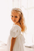 Belle Girls White Satin Dress - A Little Lacey · Photo 4 of 10