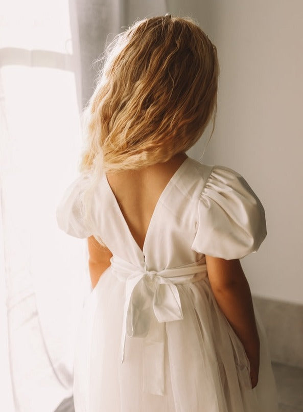 Bella Girls White Satin Dress