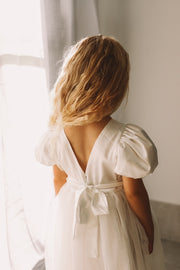 Belle Girls White Satin Dress Last Size 7 & 8 - A Little Lacey