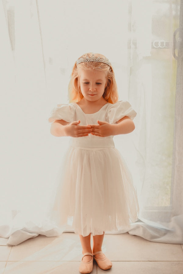 Bella Girls White Satin Dress - Flower Girl Dresses