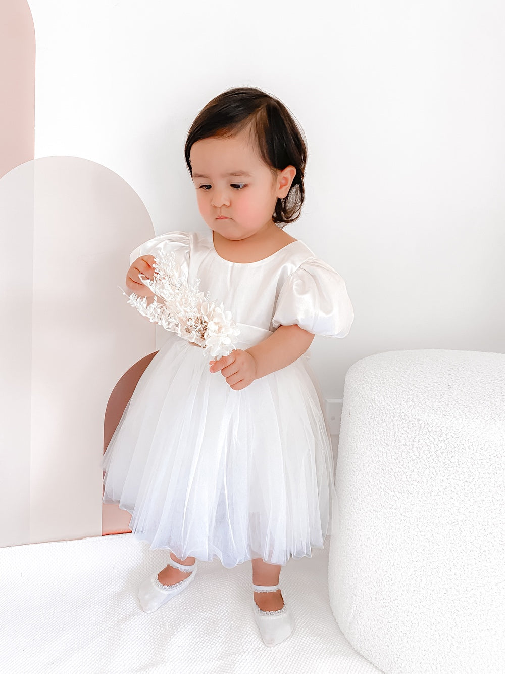 Bella Girls White Satin Dress - Baby Dresses