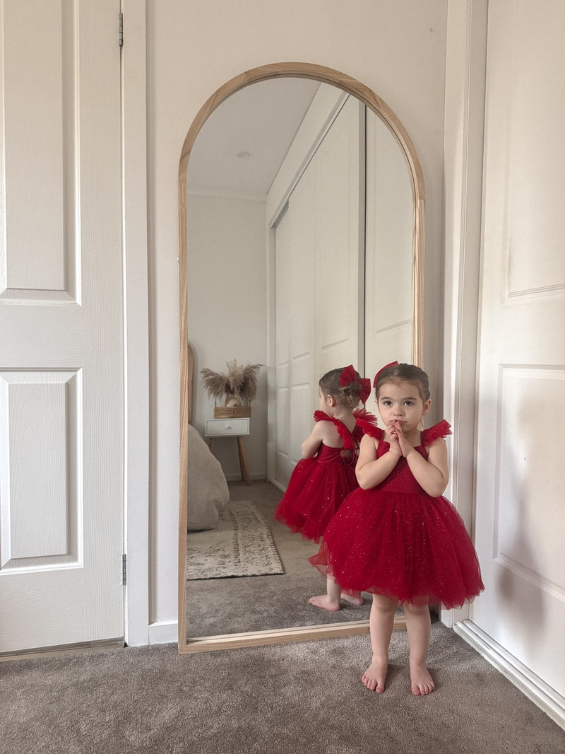 Belle Girls Red Sparkle Christmas Dress - A Little Lacey