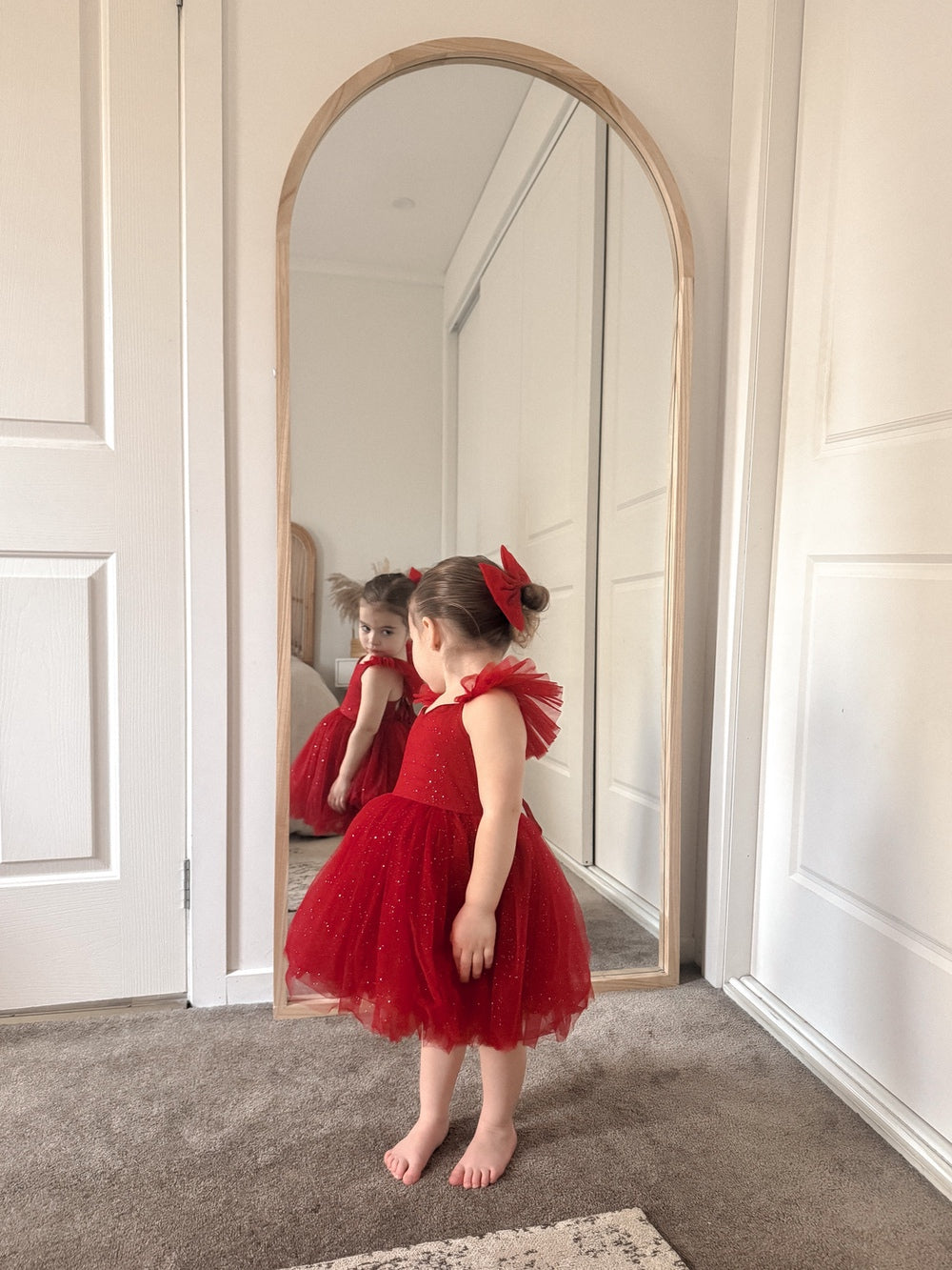 Belle Girls Red Sparkle Christmas Dress