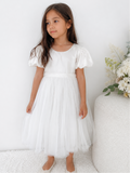 Belle Girls White Satin Dress - A Little Lacey · Photo 1 of 10