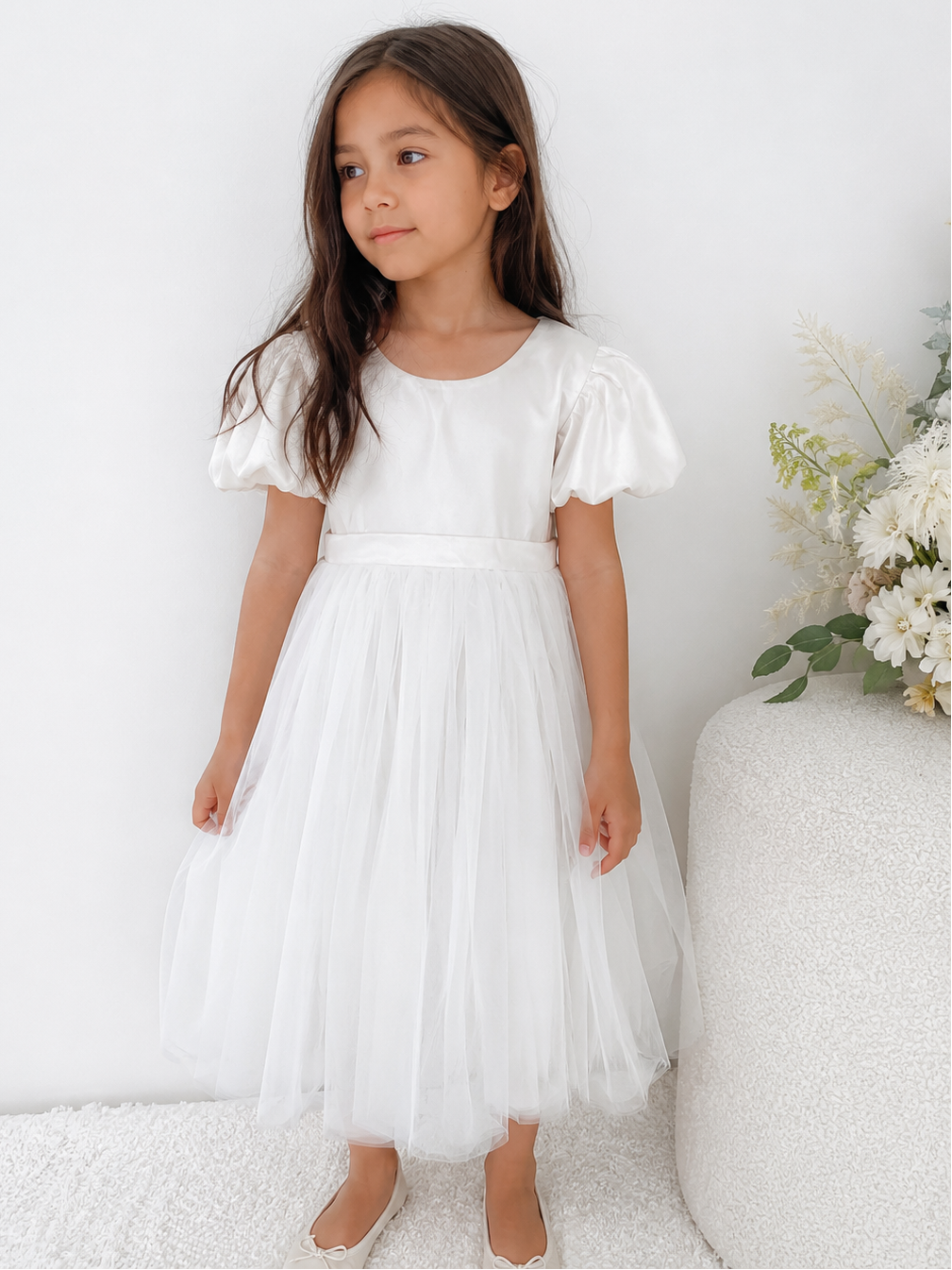 Belle Girls White Satin Dress Last Size 7 & 8