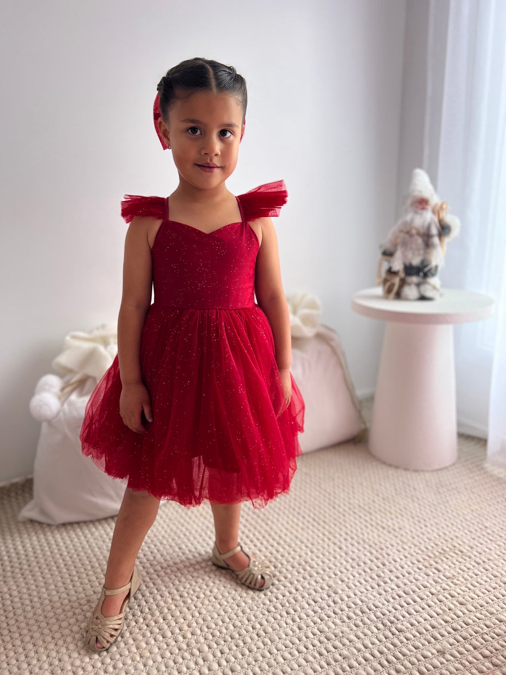 Belle Girls Red Sparkle Christmas Dress