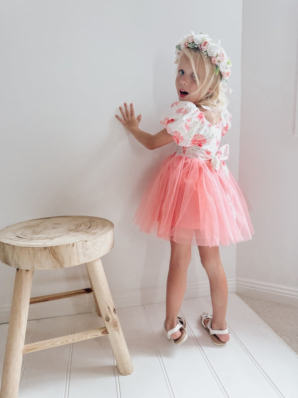 Blossom Puff Sleeve Girls Dress