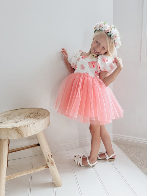 Blossom Puff Sleeve Girls Dress