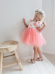 Blossom Puff Sleeve Girls Dress - A Little Lacey