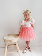 Blossom Puff Sleeve Girls Dress - A Little Lacey