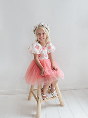 Blossom Puff Sleeve Girls Dress - A Little Lacey