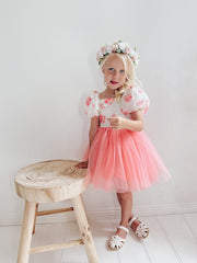 Blossom Puff Sleeve Girls Dress - A Little Lacey