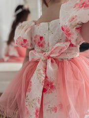 Blossom Puff Sleeve Girls Dress - A Little Lacey