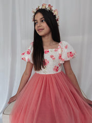 Blossom Puff Sleeve Girls Dress - A Little Lacey