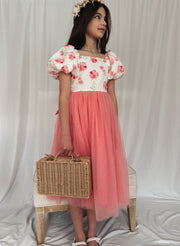 Blossom Puff Sleeve Girls Dress - A Little Lacey