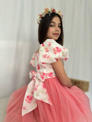 Blossom Puff Sleeve Girls Dress - A Little Lacey