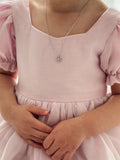 Blush Bloom girls silver necklace with pink diamante flower charm