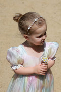 Girls gold floral headband with butterfly charms