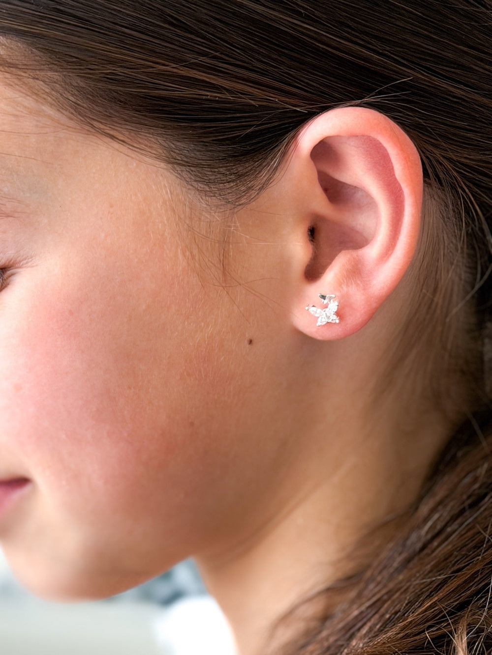 Girls Silver Butterfly Earrings - Christmas Clearance