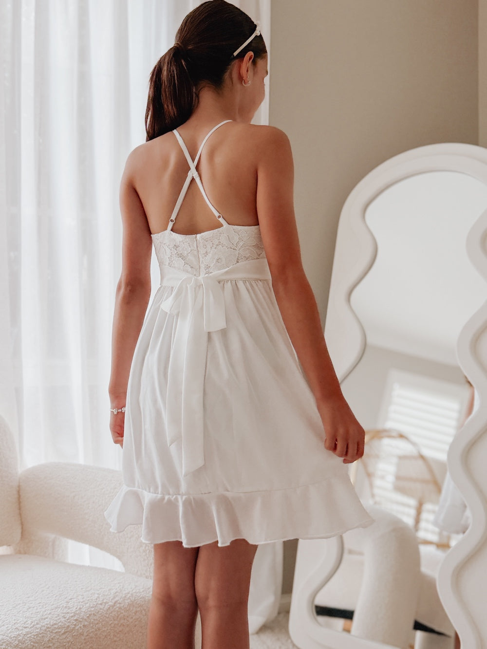 Girls white lace dress for special occasions