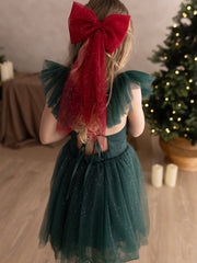 Belle Girls Green Sparkle Christmas Dress - A Little Lacey