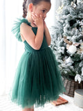 Green glitter Christmas party dress for girls