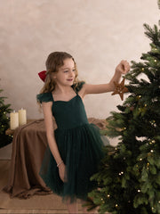 Belle Girls Green Sparkle Christmas Dress - A Little Lacey