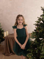 Belle Girls Green Sparkle Christmas Dress - A Little Lacey