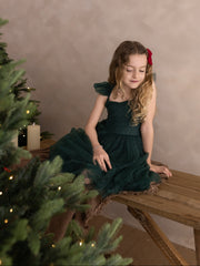 Belle Girls Green Sparkle Christmas Dress - A Little Lacey