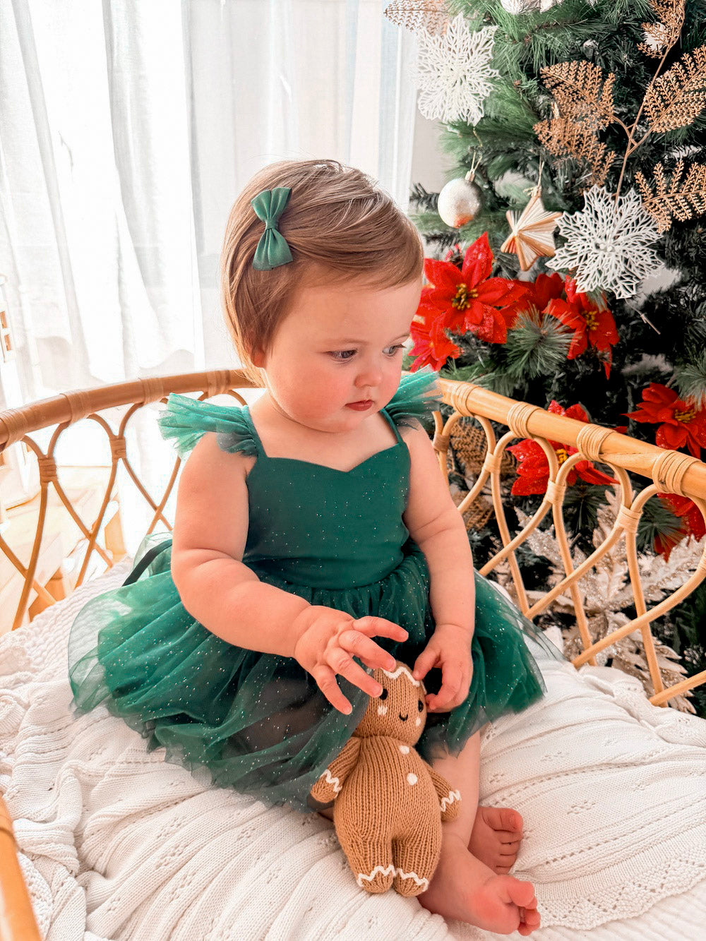 Baby girl green sparkly tulle Christmas dress