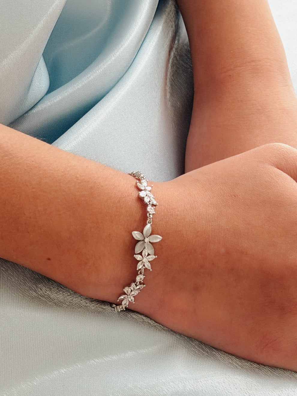 Girls adjustable silver bracelet for weddings and Communion