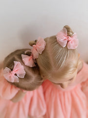 Blush Peach Girls Pigtail Bows - A Little Lacey