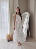 Brianna girls blue floral maxi dress for Year 6 graduation