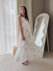 Brianna Girls Blue Floral Maxi Dress - A Little Lacey