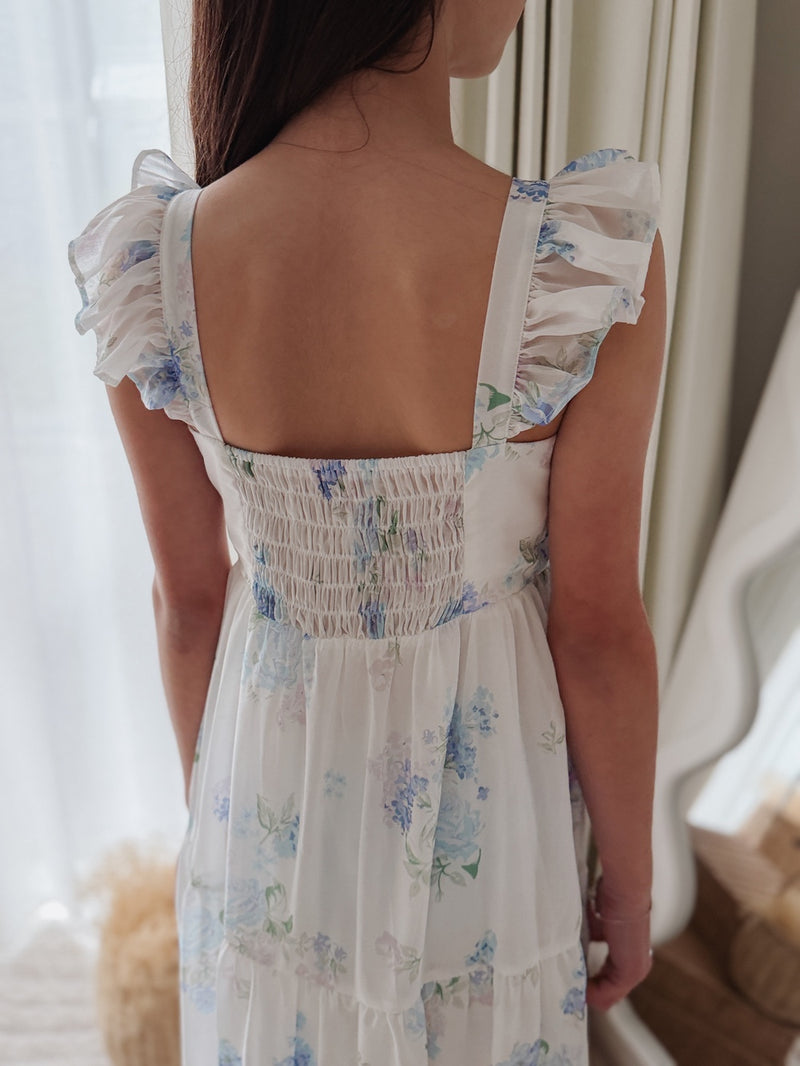 Brianna Girls Blue Floral Maxi Dress - A Little Lacey