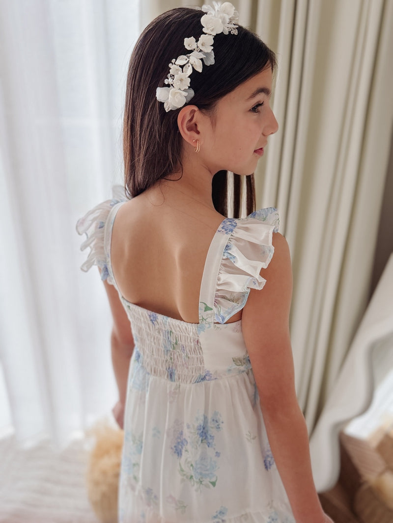 Brianna Girls Blue Floral Maxi Dress - A Little Lacey