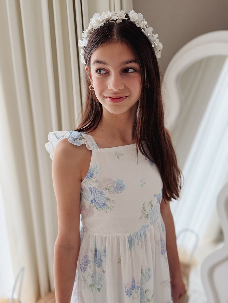 Brianna Girls Blue Floral Maxi Dress - A Little Lacey