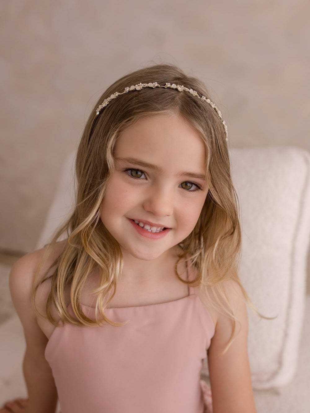 Gold butterfly pearl headband for girls