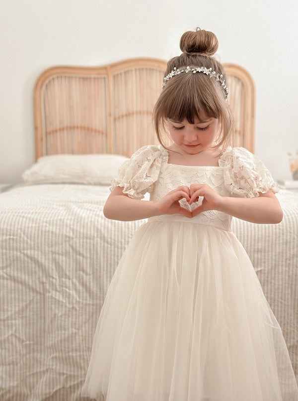 Puff Sleeve Lipsy Girl Lace Occasion Dress Puff Sleeve Flower Girl