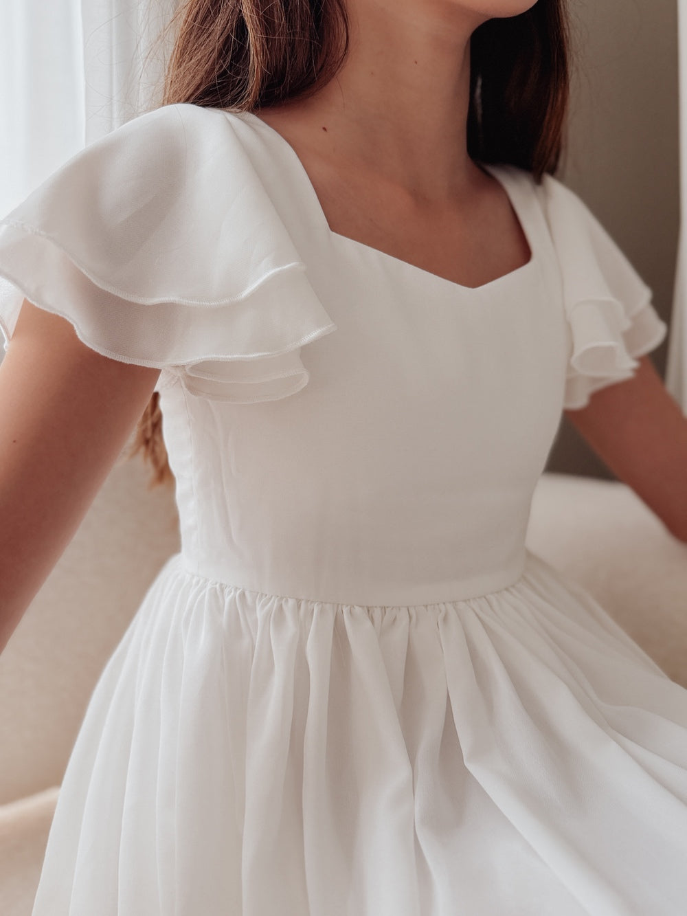 girls long white special occasion dress 