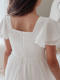 white chiffon dress for girls for Communion back view