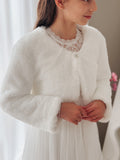 girls winter communion jacket white