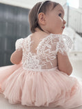 Celeste Girls Dress - White & Peach - A Little Lacey · Photo 5 of 15
