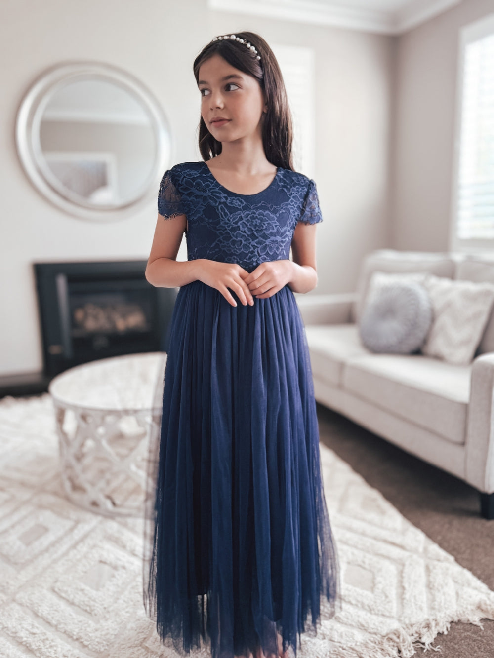 navy blue dress for teenage girl Girls party | Girls navy dress | Paisley of London One of the finest linen in the world Fashion Navy Blue /Black Off