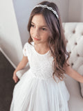 White first communion dress - sitting with headpiece