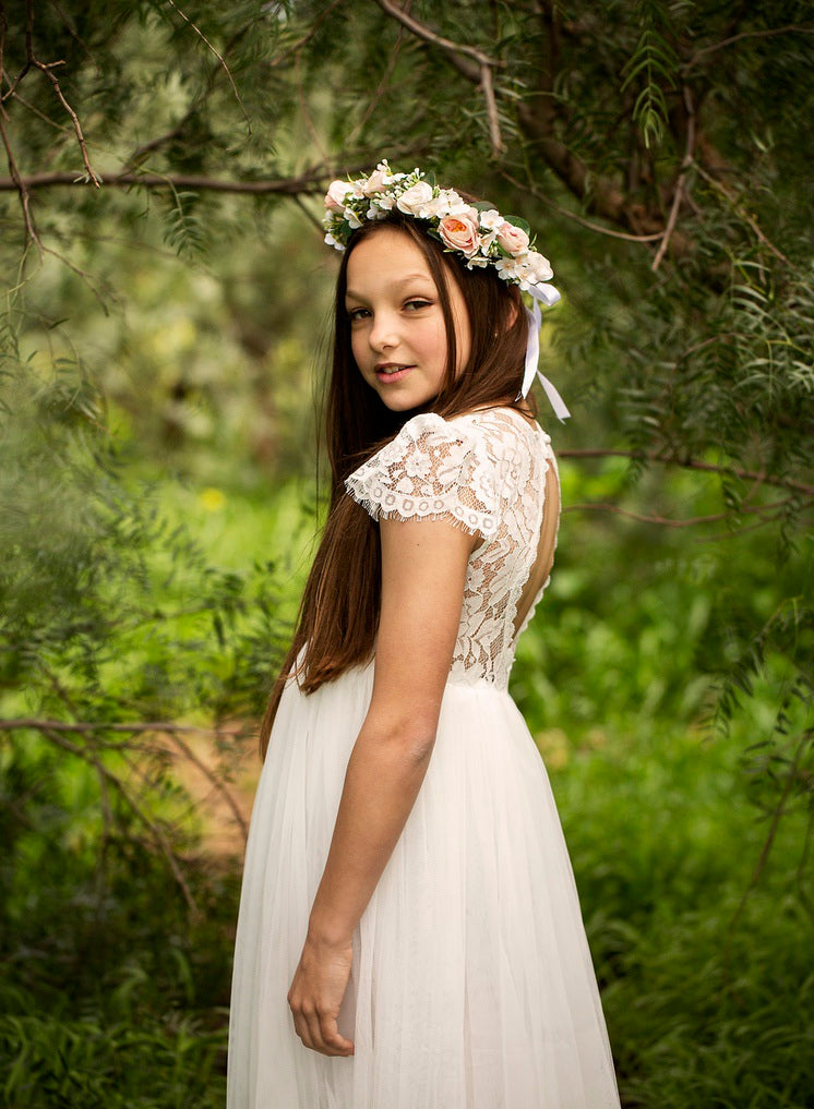 CELESTE White Flower Girl Dress