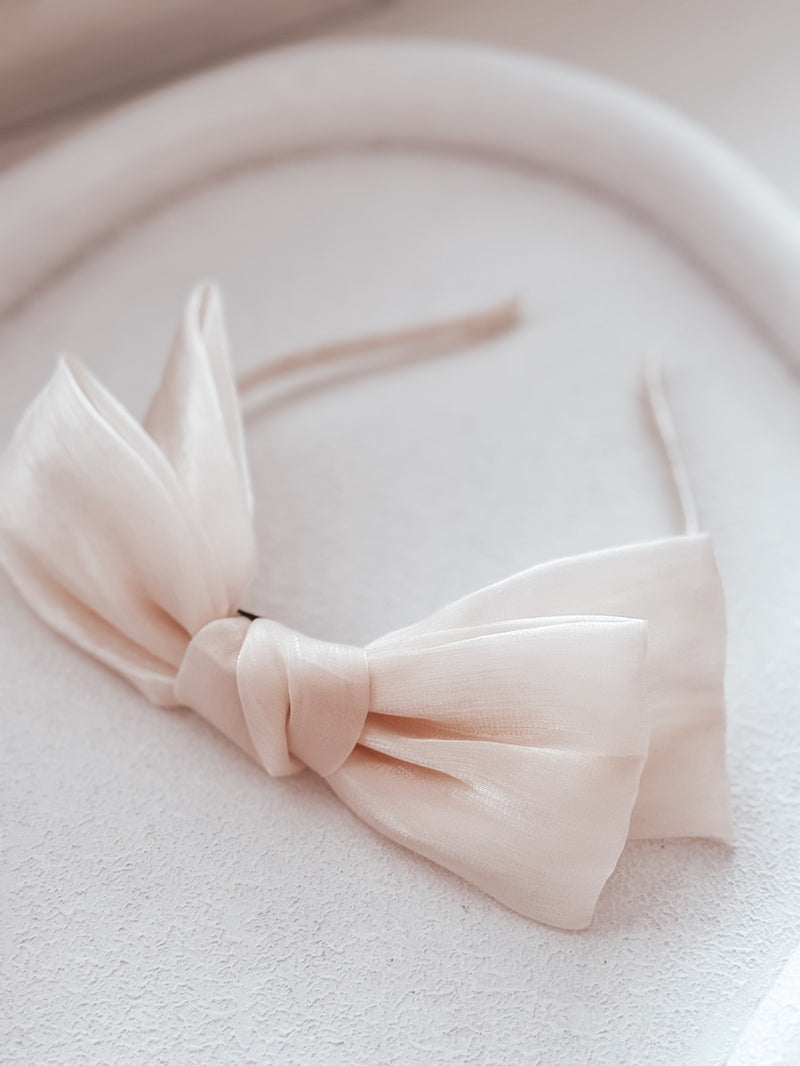 Champagne Bow Girls Headband - A Little Lacey