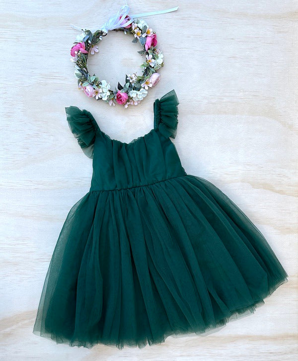 Chloe Green Flutter Sleeve Dress - Flower Girl Dresses